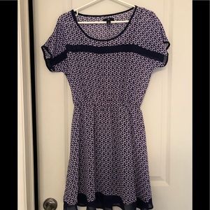 Gap navy and lilac patterned dress